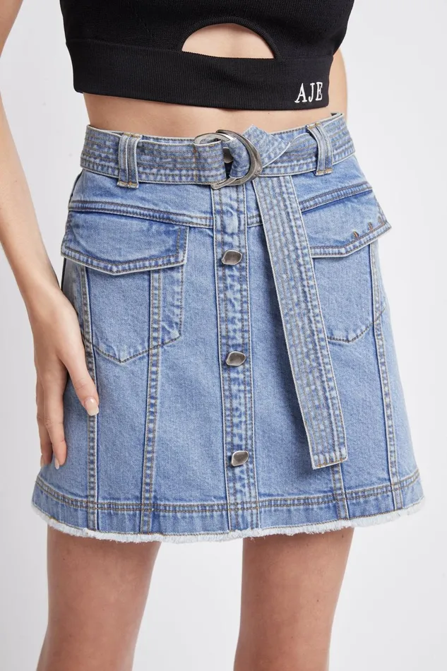 Women Arlow Denim Mini Skirt Classic Wash Aje Denim