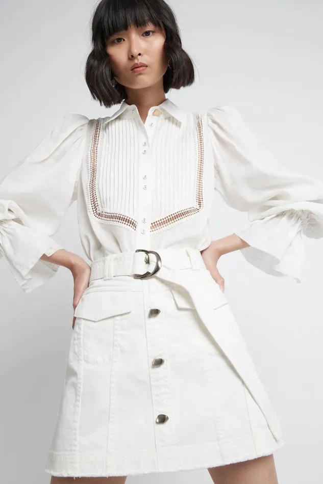 Women Arlow Denim Mini Skirt White Aje Skirts