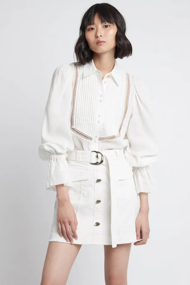Women Arlow Denim Mini Skirt White Aje Skirts