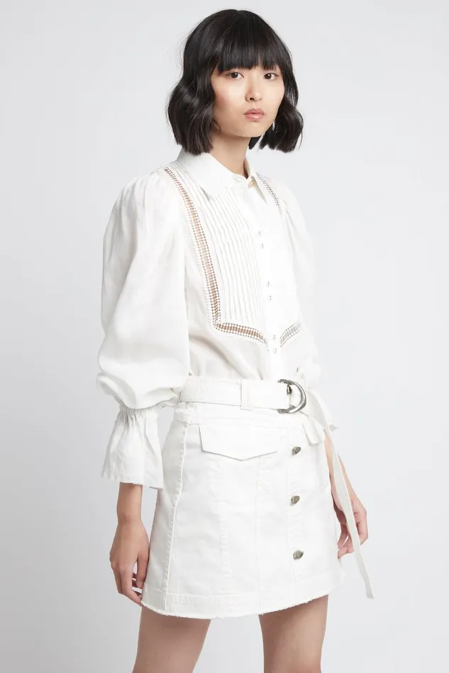 Women Arlow Denim Mini Skirt White Aje Skirts