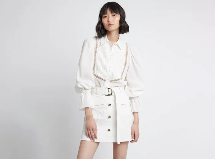 Women Arlow Denim Mini Skirt White Aje Skirts