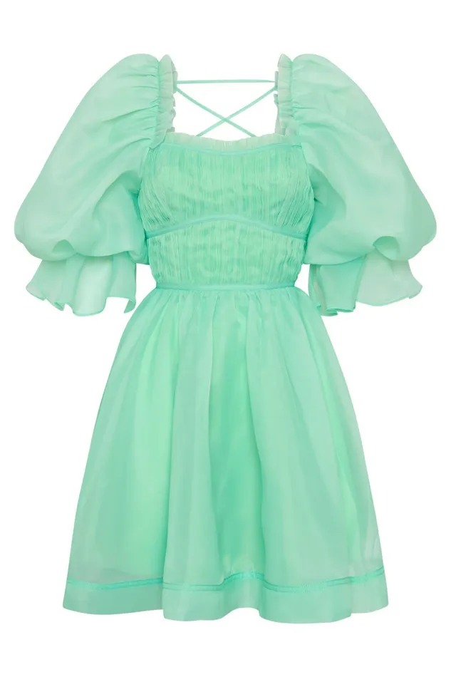 Women Astrid Tie Back Mini Dress Marine Green Aje Dresses