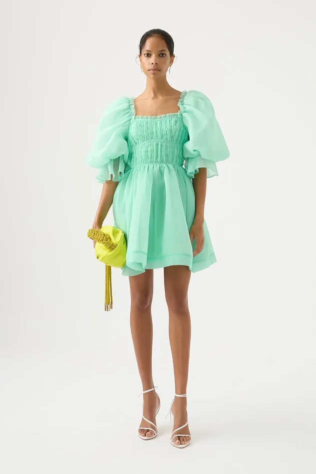 Women Astrid Tie Back Mini Dress Marine Green Aje Dresses