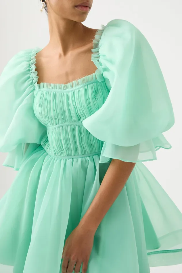 Women Astrid Tie Back Mini Dress Marine Green Aje Dresses