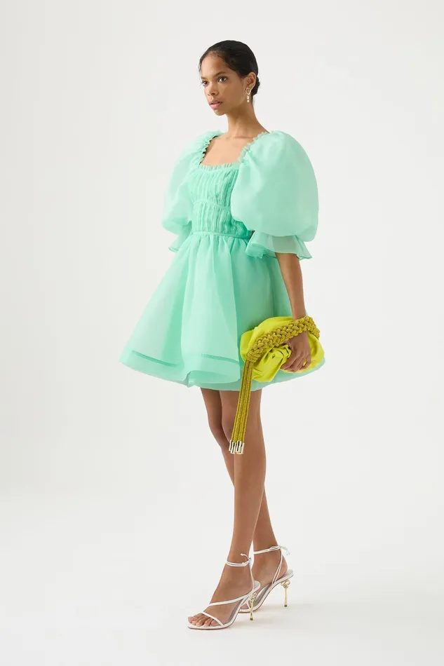 Women Astrid Tie Back Mini Dress Marine Green Aje Dresses