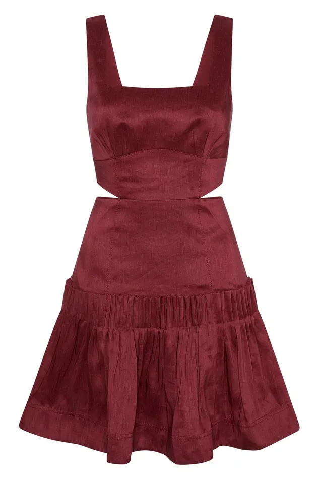Women Audette Pleated Mini Dress Burgundy Aje Dresses