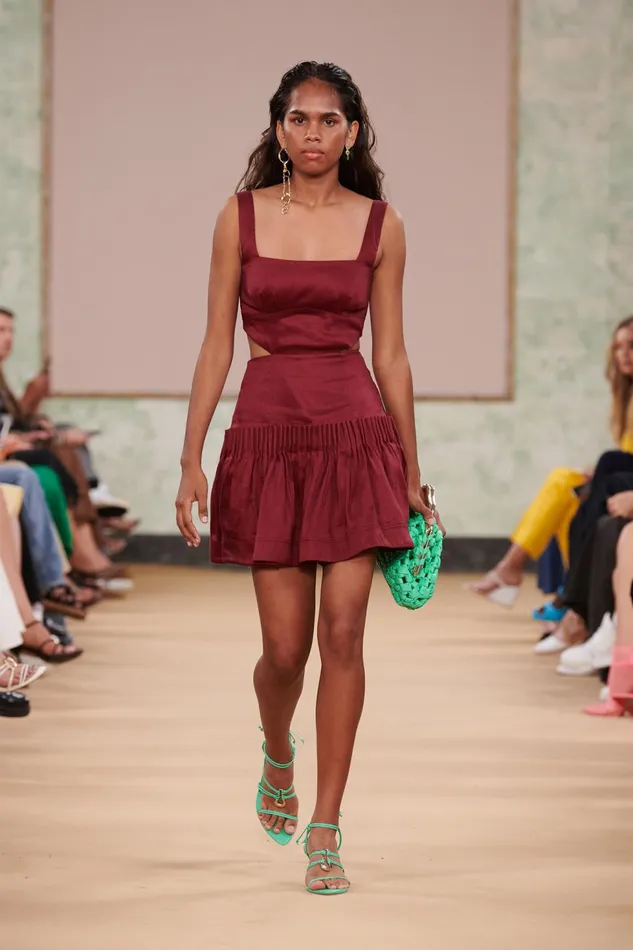 Women Audette Pleated Mini Dress Burgundy Aje Dresses