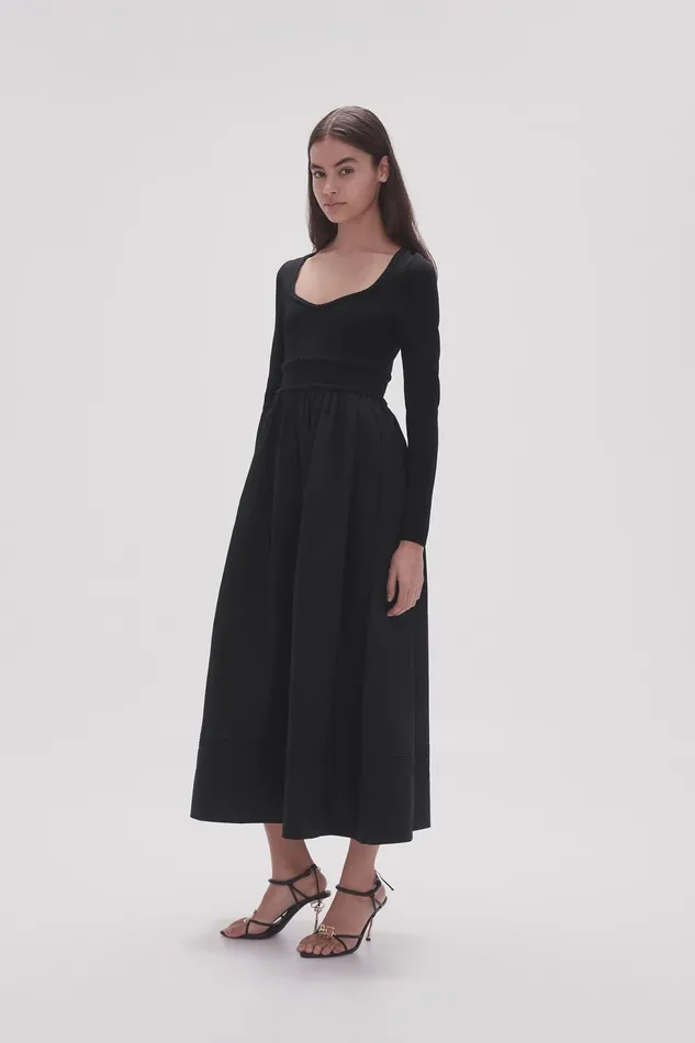 Women Audrey Knit Midi Dress Black Aje Dresses