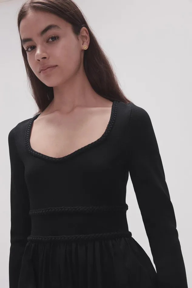 Women Audrey Knit Midi Dress Black Aje Dresses
