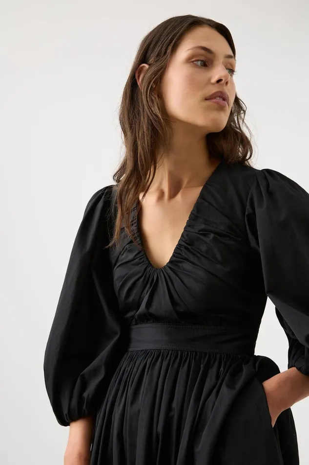 Women Audrey Waisted Midi Dress Black Aje Dresses