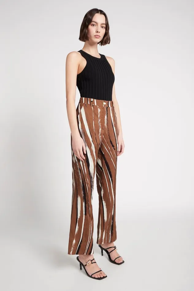 Women Aurelie Flare Pant Neutral Stripe Print Aje Pants