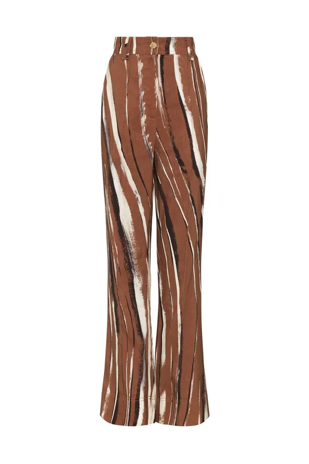 Women Aurelie Flare Pant Neutral Stripe Print Aje Pants