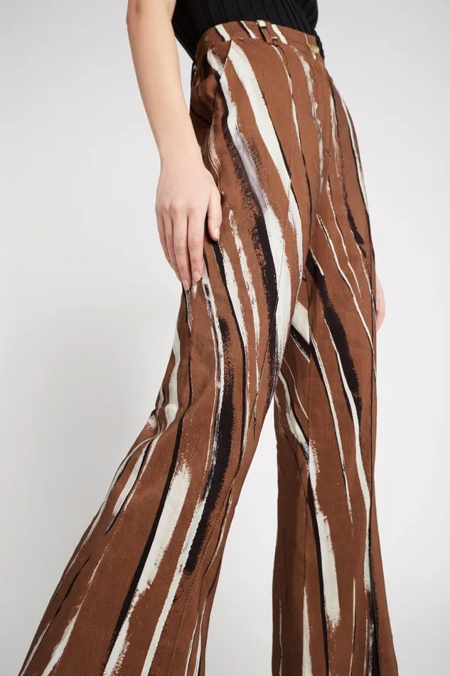 Women Aurelie Flare Pant Neutral Stripe Print Aje Pants