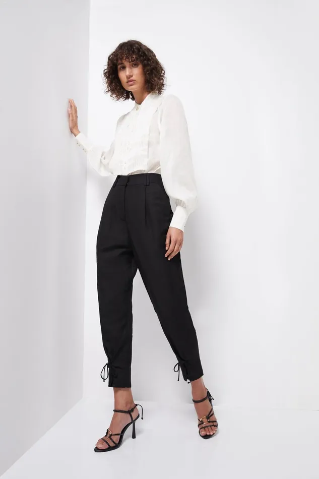 Women Aurora LaceUp Pant Black Aje Pants
