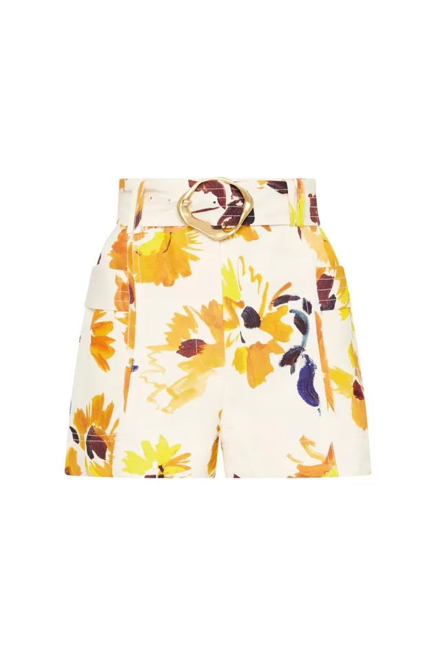 Women Aurora Pinstitch Utility Short Pressed Sunflowers Aje Shorts