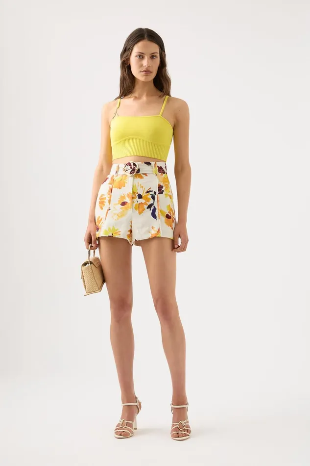 Women Aurora Pinstitch Utility Short Pressed Sunflowers Aje Shorts