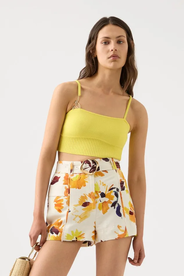 Women Aurora Pinstitch Utility Short Pressed Sunflowers Aje Shorts