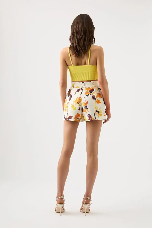 Women Aurora Pinstitch Utility Short Pressed Sunflowers Aje Shorts