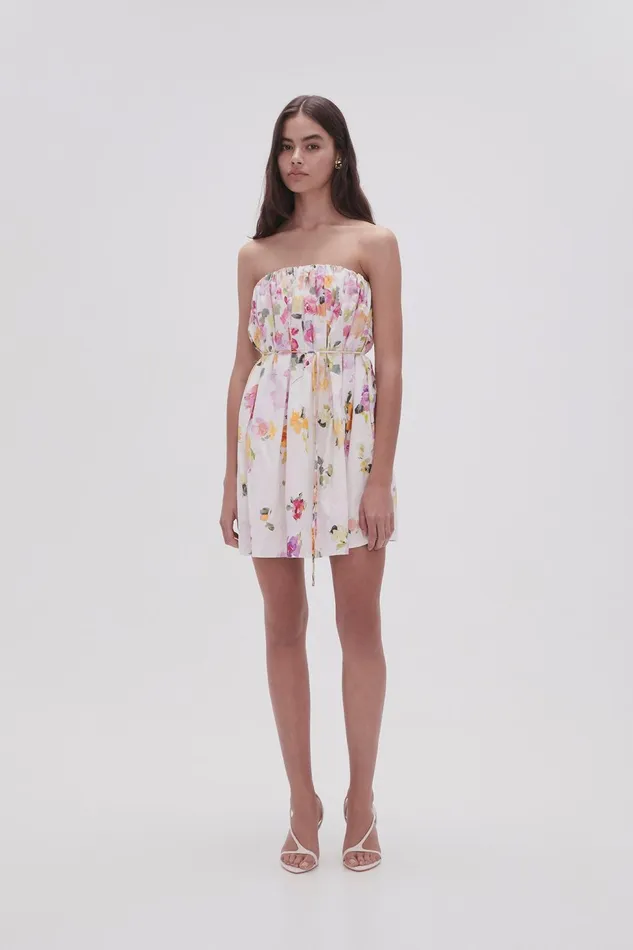 Women Ayla Strapless Mini Dress Scattered Floral Aje Dresses
