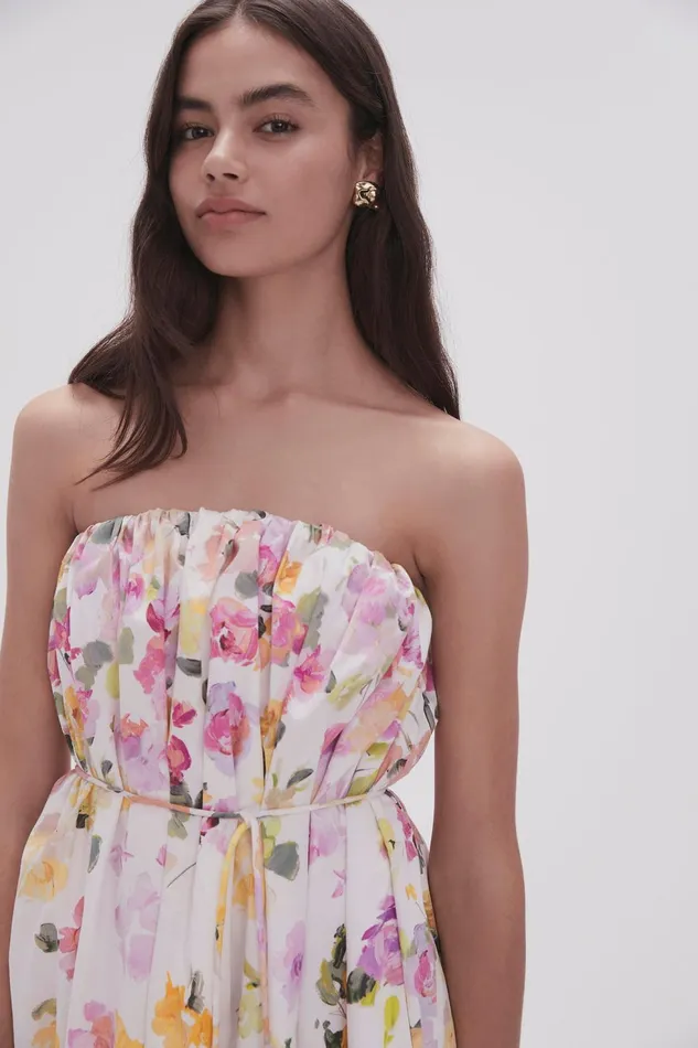 Women Ayla Strapless Mini Dress Scattered Floral Aje Dresses