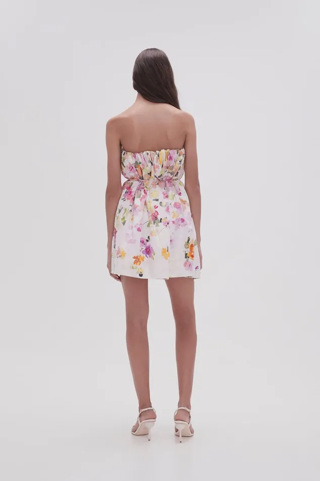 Women Ayla Strapless Mini Dress Scattered Floral Aje Dresses