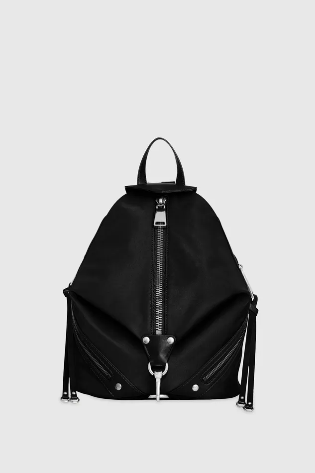 Women Backpacks Rebecca Minkoff Nylon Medium Zip Julian Backpack Blacksilver