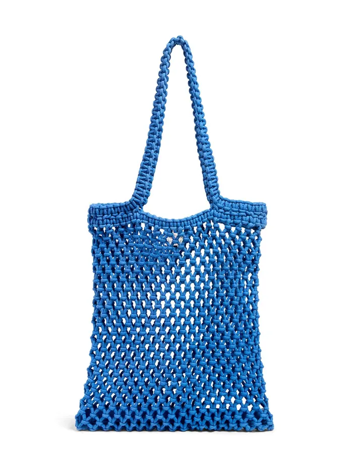 Women Bags Faherty Sunwashed Macrame Tote Strong Blue