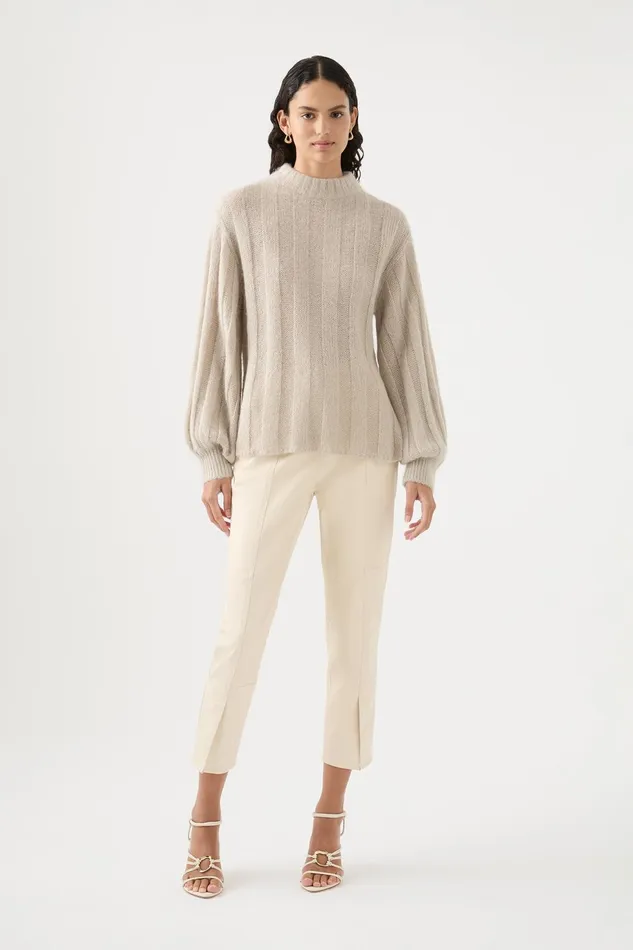 Women Banksia Wide Rib Jumper Sandstone Beige Aje Knitwear and Jumpers