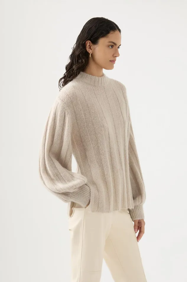 Women Banksia Wide Rib Jumper Sandstone Beige Aje Knitwear and Jumpers