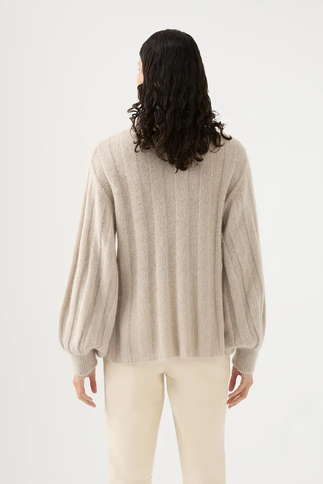 Women Banksia Wide Rib Jumper Sandstone Beige Aje Knitwear and Jumpers