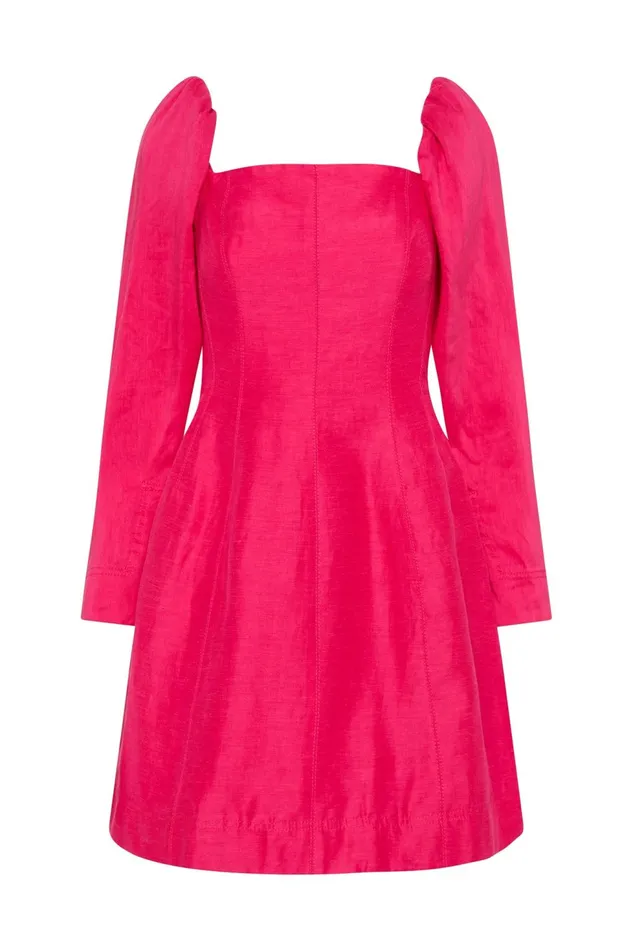 Women Baret Sleeved Mini Dress Hot Pink Aje Dresses