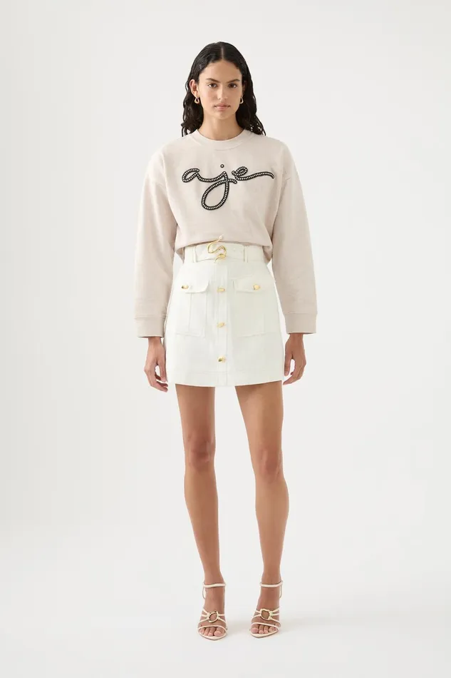 Women Beacon Utility Mini Skirt Ivory Aje Skirts