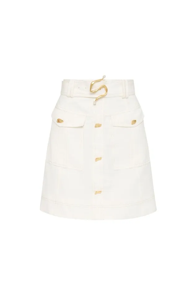 Women Beacon Utility Mini Skirt Ivory Aje Skirts