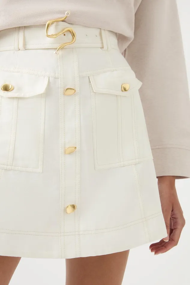 Women Beacon Utility Mini Skirt Ivory Aje Skirts