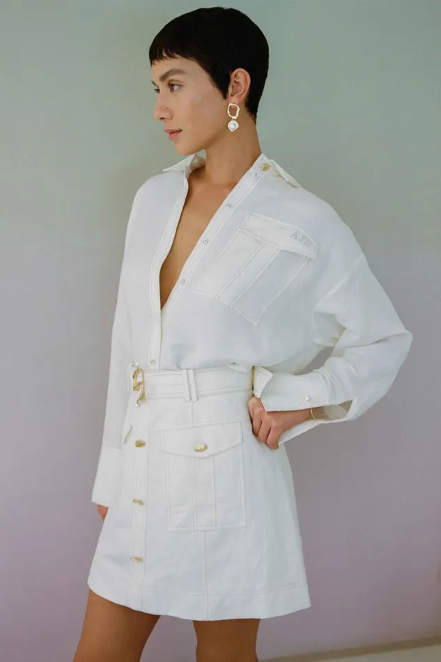 Women Beacon Utility Mini Skirt Ivory Aje Skirts