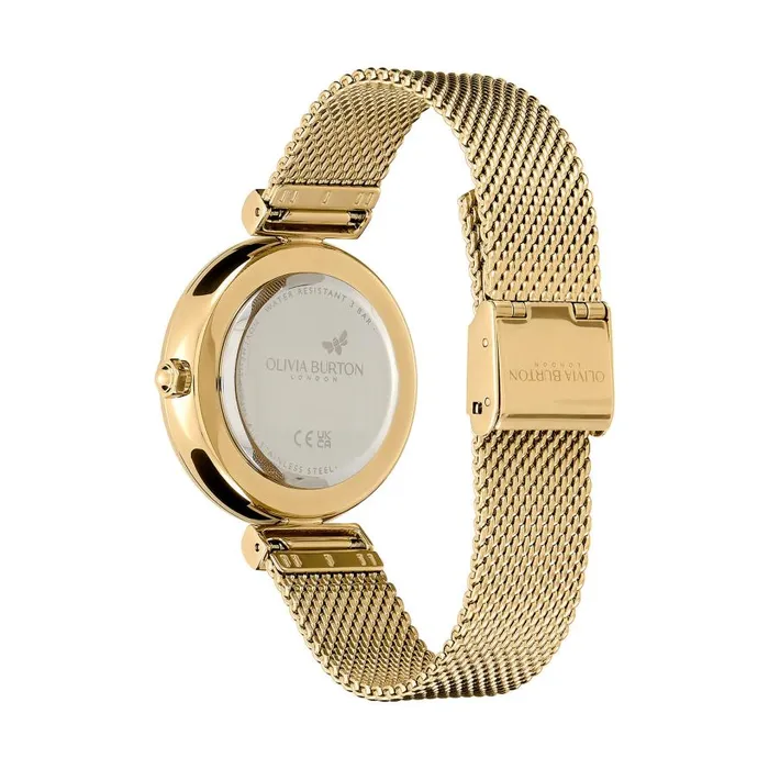 Women Bee Watches Olivia Burton 36mm Minima Bee TBar Gold Mesh Watch
