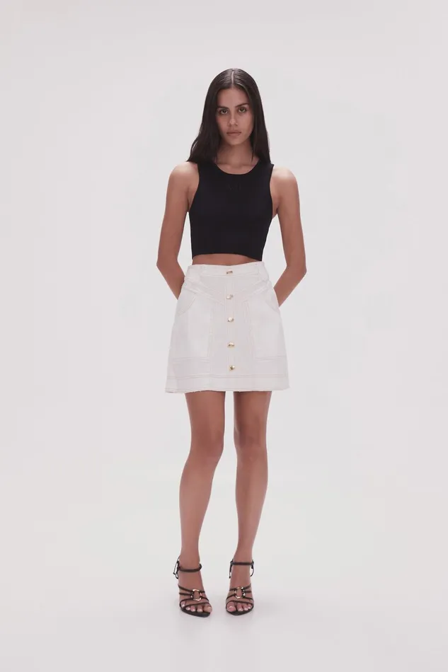Women Belmond Denim Mini Skirt White Aje Skirts