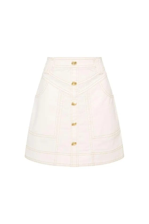 Women Belmond Denim Mini Skirt White Aje Skirts