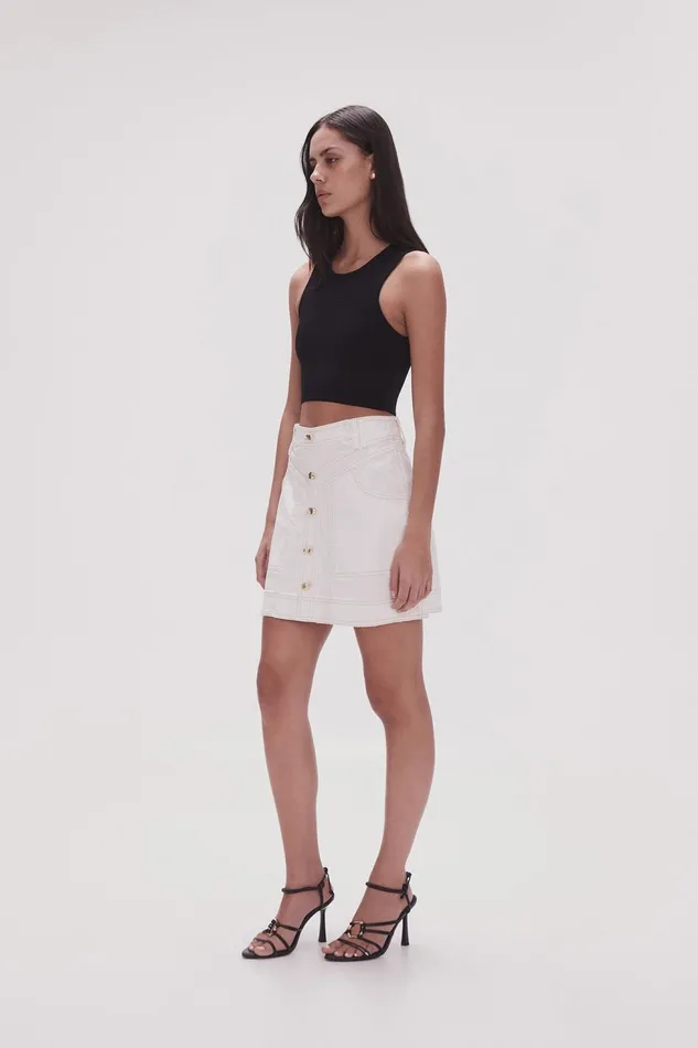 Women Belmond Denim Mini Skirt White Aje Skirts