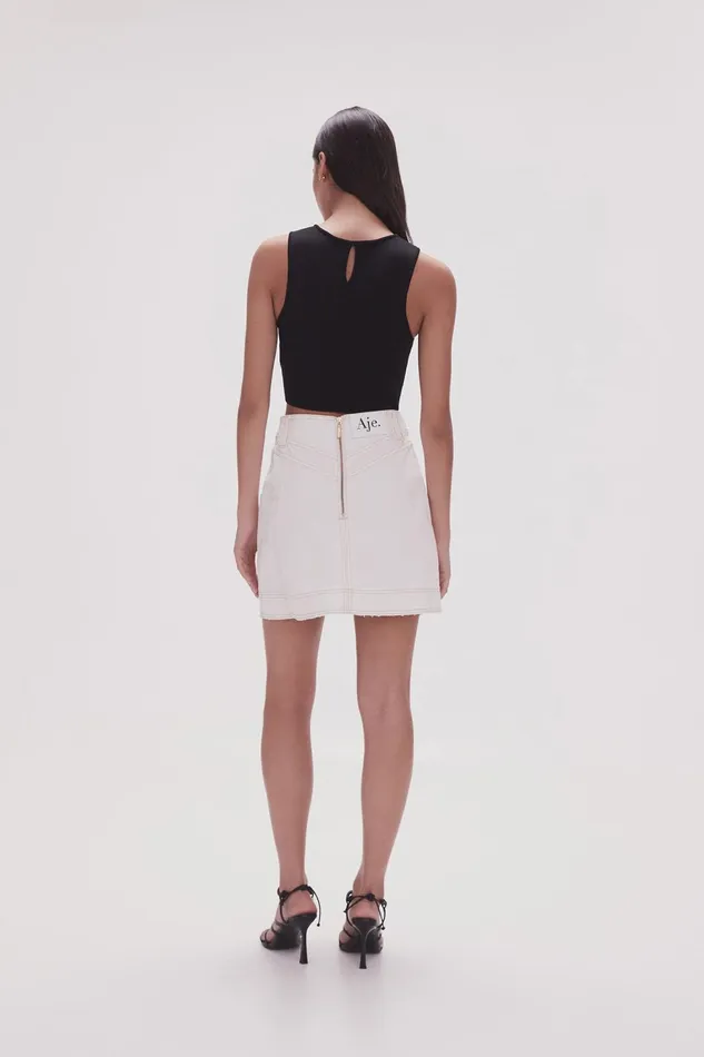 Women Belmond Denim Mini Skirt White Aje Skirts