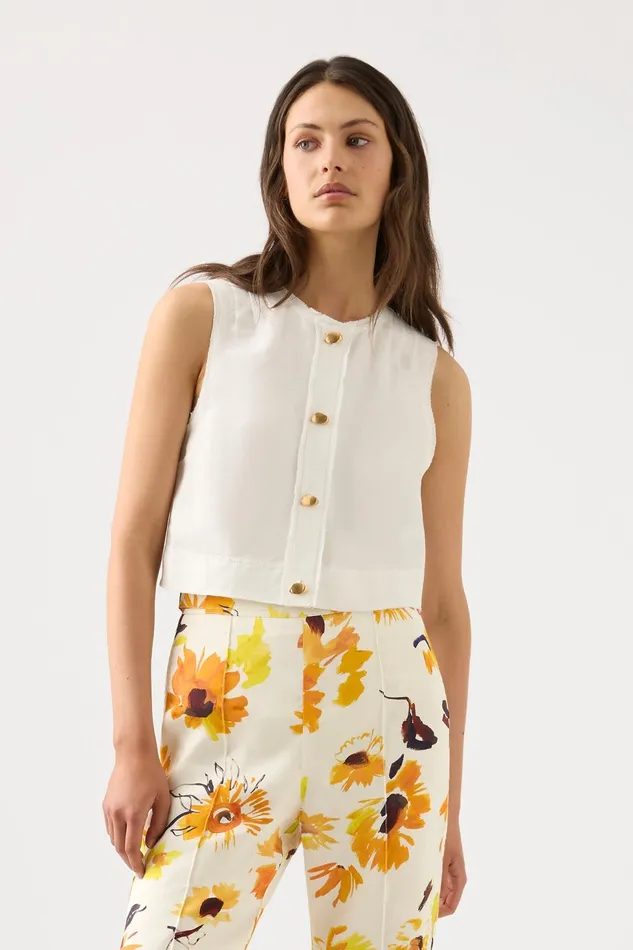 Women Bessie Shell Top Ivory Aje Tops