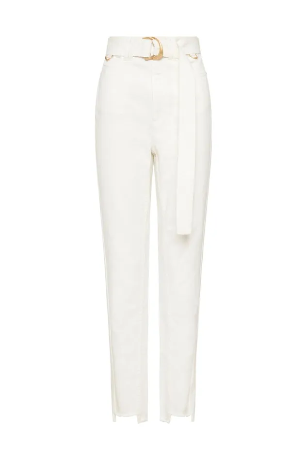 Women Bianca Denim Belted Jean White Aje Pants
