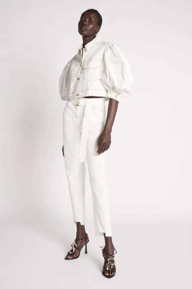 Women Bianca Denim Belted Jean White Aje Pants