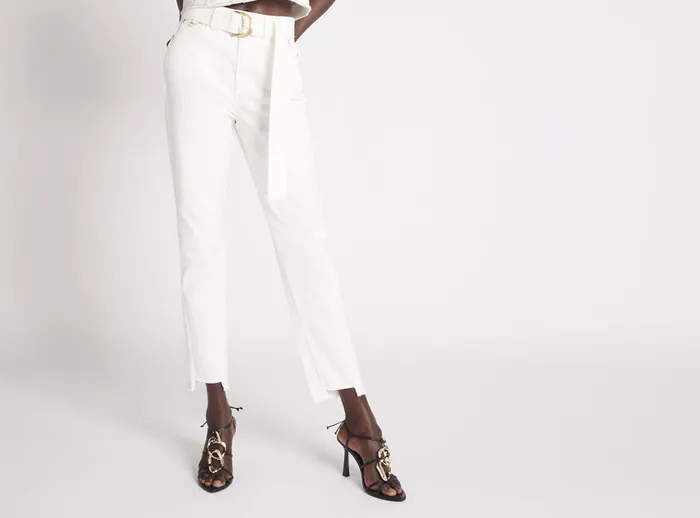 Women Bianca Denim Belted Jean White Aje Pants