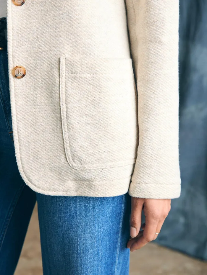 Women Blazers and Outerwear Faherty Inlet Knit Blazer Light Oatmeal Melange