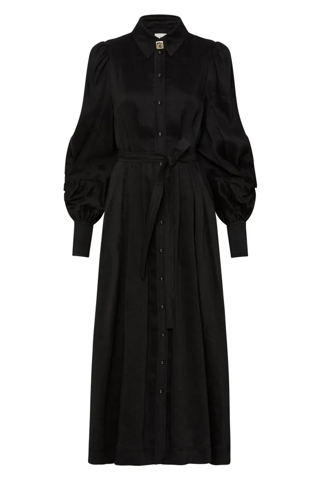 Women Bonnie Knot Sleeve Midi Dress Black Aje Dresses