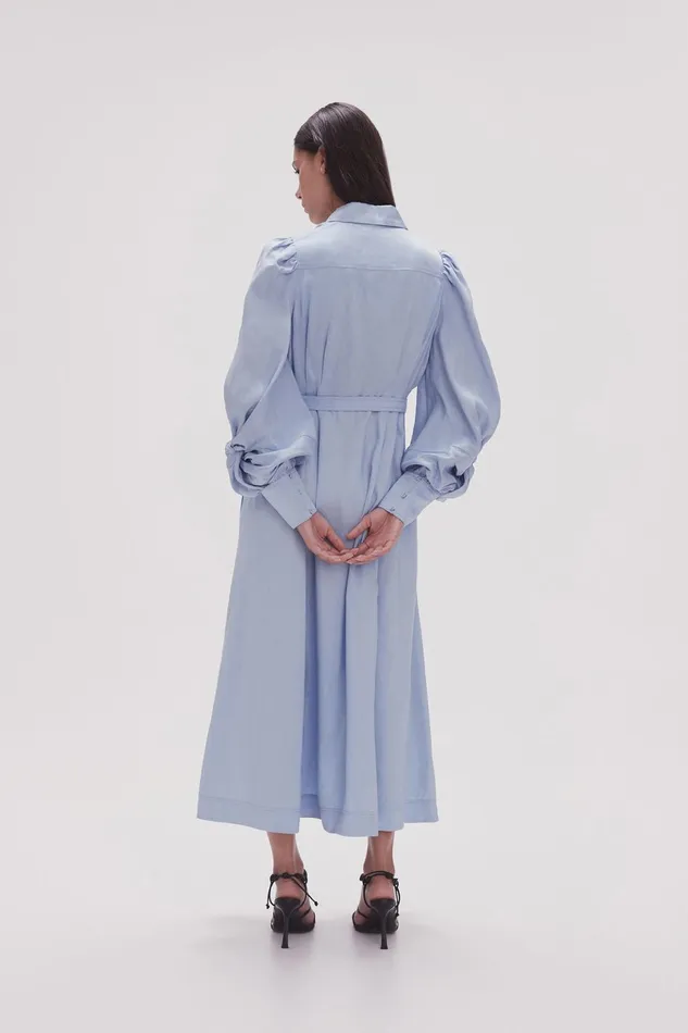 Women Bonnie Knot Sleeve Midi Dress Light Sky Blue Aje Dresses