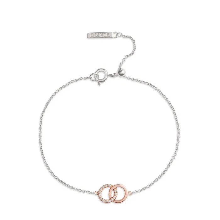 Women Bracelets Olivia Burton Bejewelled Interlink Chain Bracelet Rose Gold and Silver