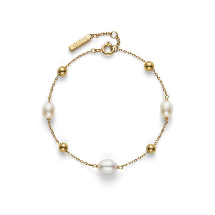 Women Bracelets Olivia Burton By The Sea Pearl Gold Plated Bracelet