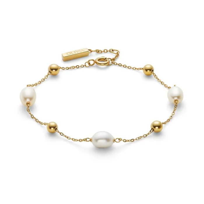 Women Bracelets Olivia Burton By The Sea Pearl Gold Plated Bracelet